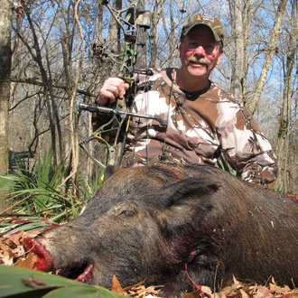 Tom Nelson arrows a nice hog!